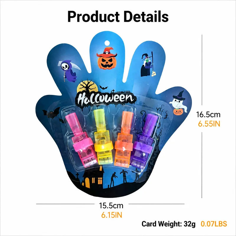 Halloween Projector Finger Light LED Glowing Ring Scary Party Favor Trick or Treat Costume Accessory for Kids Adults