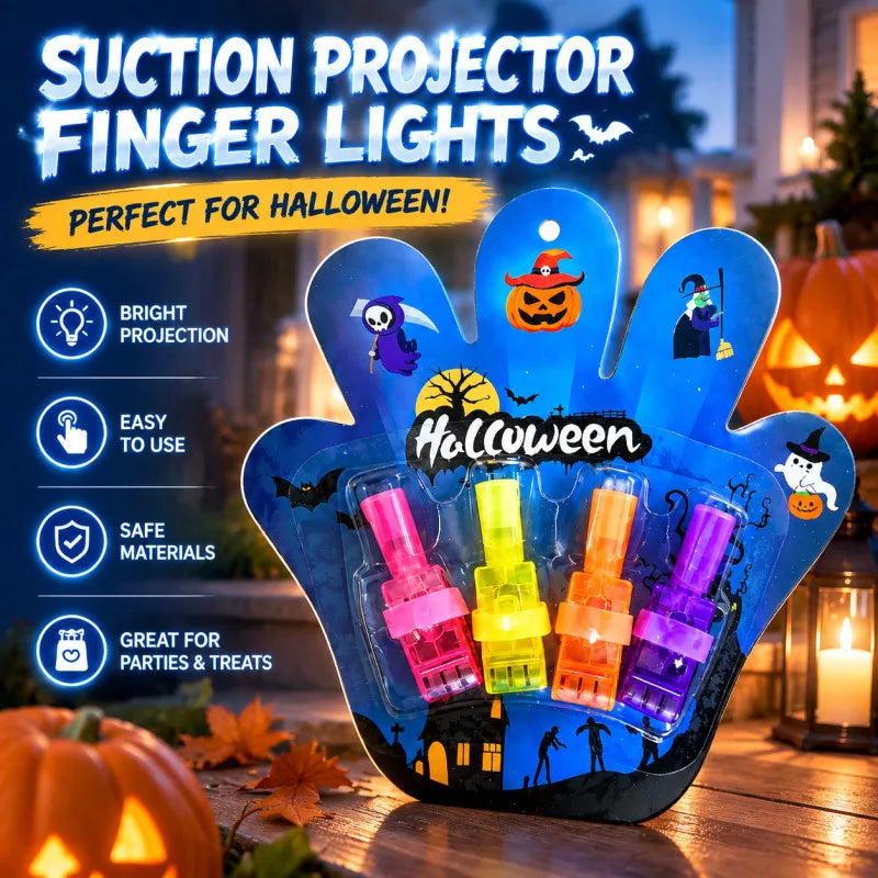 Halloween Projector Finger Light LED Glowing Ring Scary Party Favor Trick or Treat Costume Accessory for Kids Adults