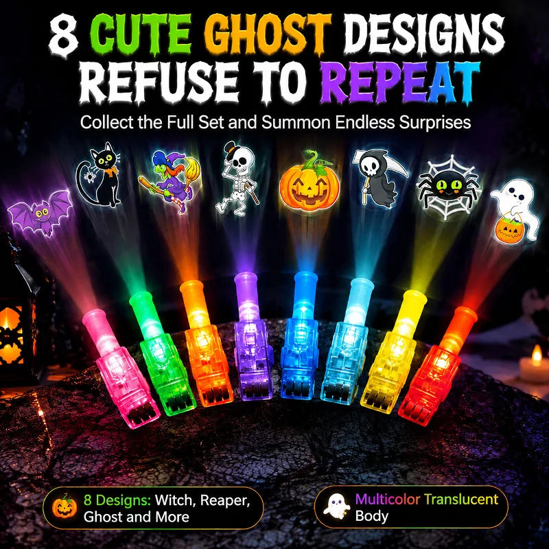 Halloween Projector Finger Light LED Glowing Ring Scary Party Favor Trick or Treat Costume Accessory for Kids Adults