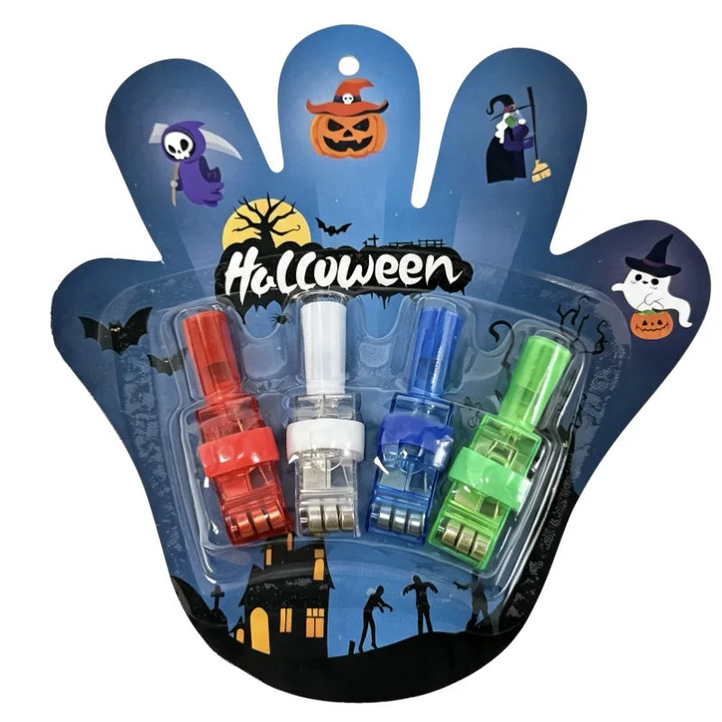 Halloween Projector Finger Light LED Glowing Ring Scary Party Favor Trick or Treat Costume Accessory for Kids Adults
